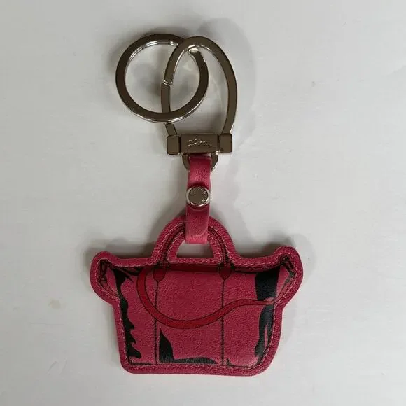 Longchamp Le Pliage Cuir Cherry Keyring Bag Charm NWOT - Picture 3 of 7